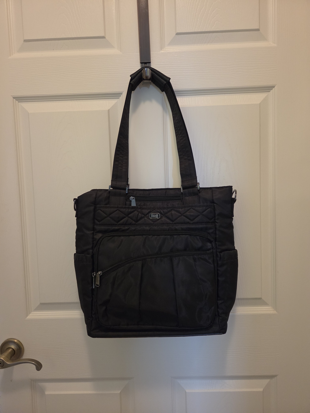 lug Nylon Quilted Tote Bag - Black
